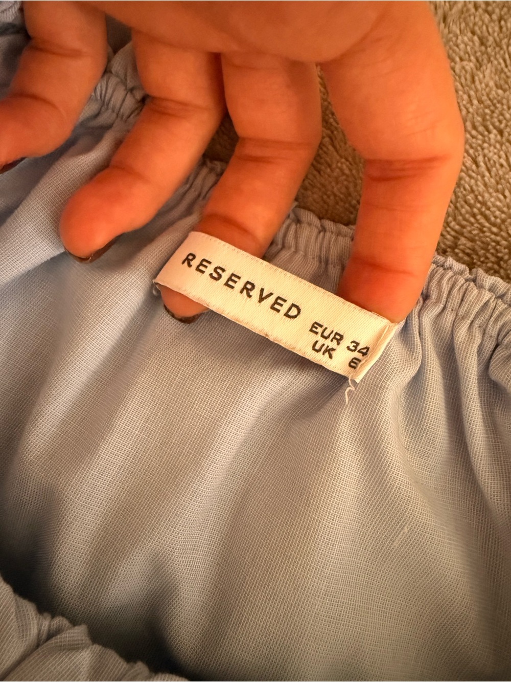 Reserved Light Blue Off-Shoulder Ruffle Blouse - Picture 2 of 3